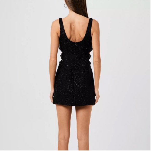 NWT Self-Portrait BLACK BOUCLE BOW MINI DRESS - Picture 2 of 2